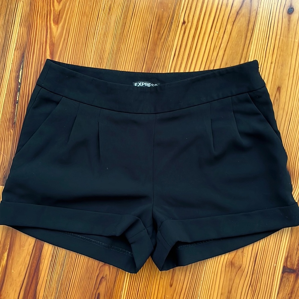 Express black pleated dress shorts